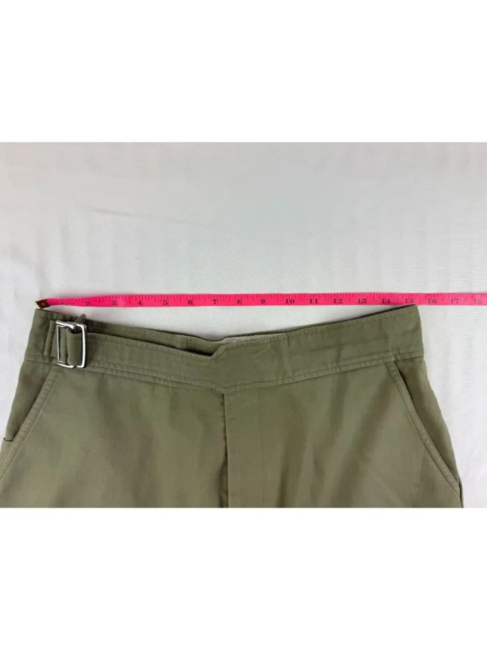 Studio Nicholson Berruti Shorts Olive Cotton Double Side Adjusters Tailored Berm - Picture 5 of 6